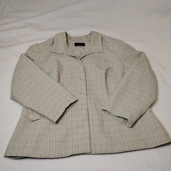 Vintage Giorgio Sant’Angelo Cream Plaid Blazer, 18W35 - Picture 3 of 9